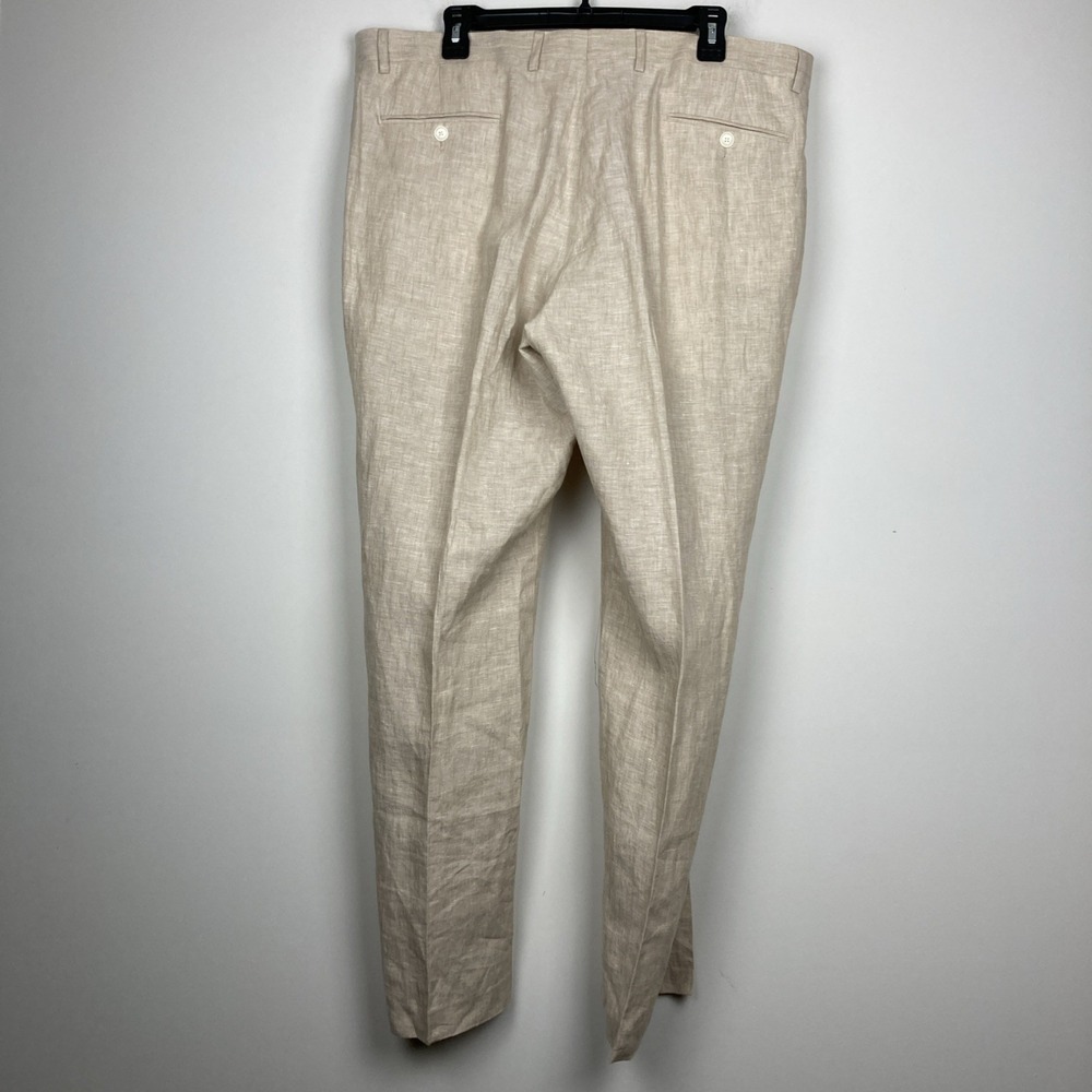 Tommy Hilfiger Mens Modern fit Dress Pants 36Wx29L Beige Solid Linen F03440 - Picture 7 of 8